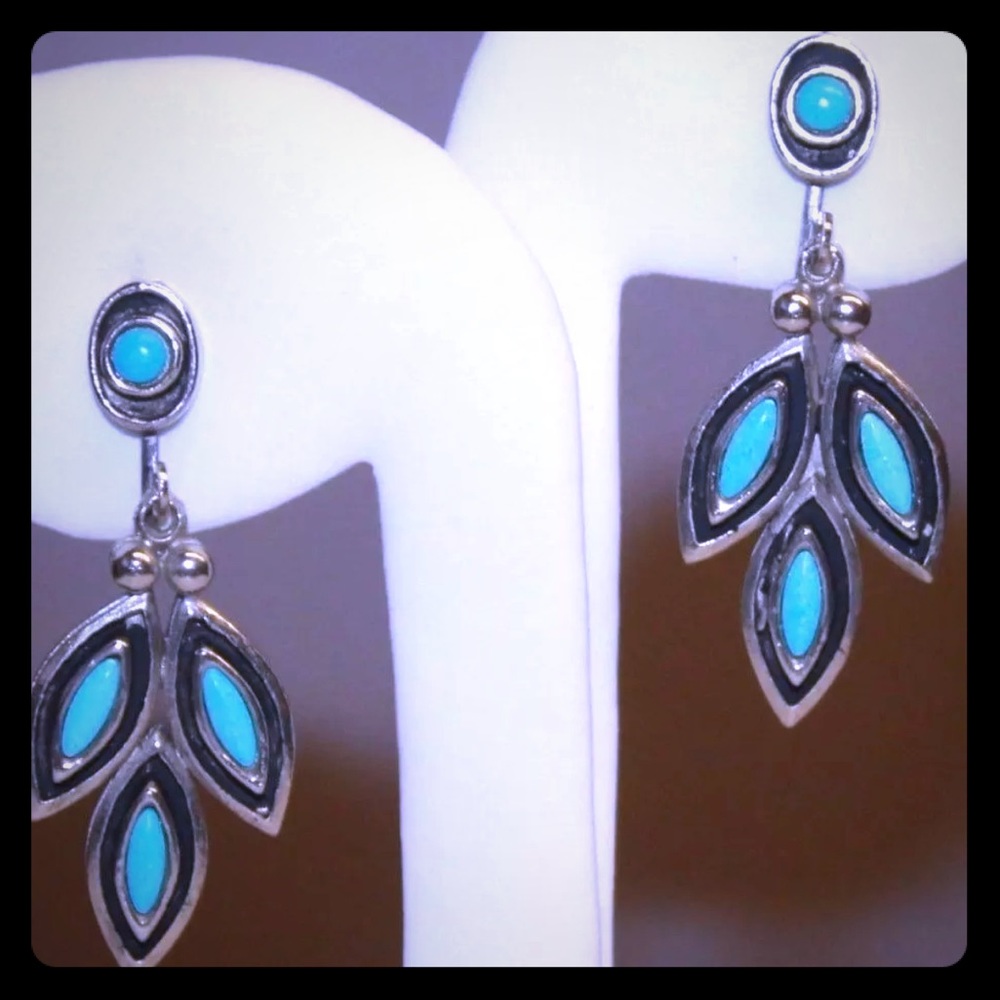 Vintage St Labre silver tone/ turquoise earrings.